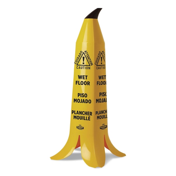 Impact Products Banana Cone Wet Floor Cone, CAUTION WET FLOOR, Trilingual, English/Spanish/French, 3 ft., Yellow B1101 - main